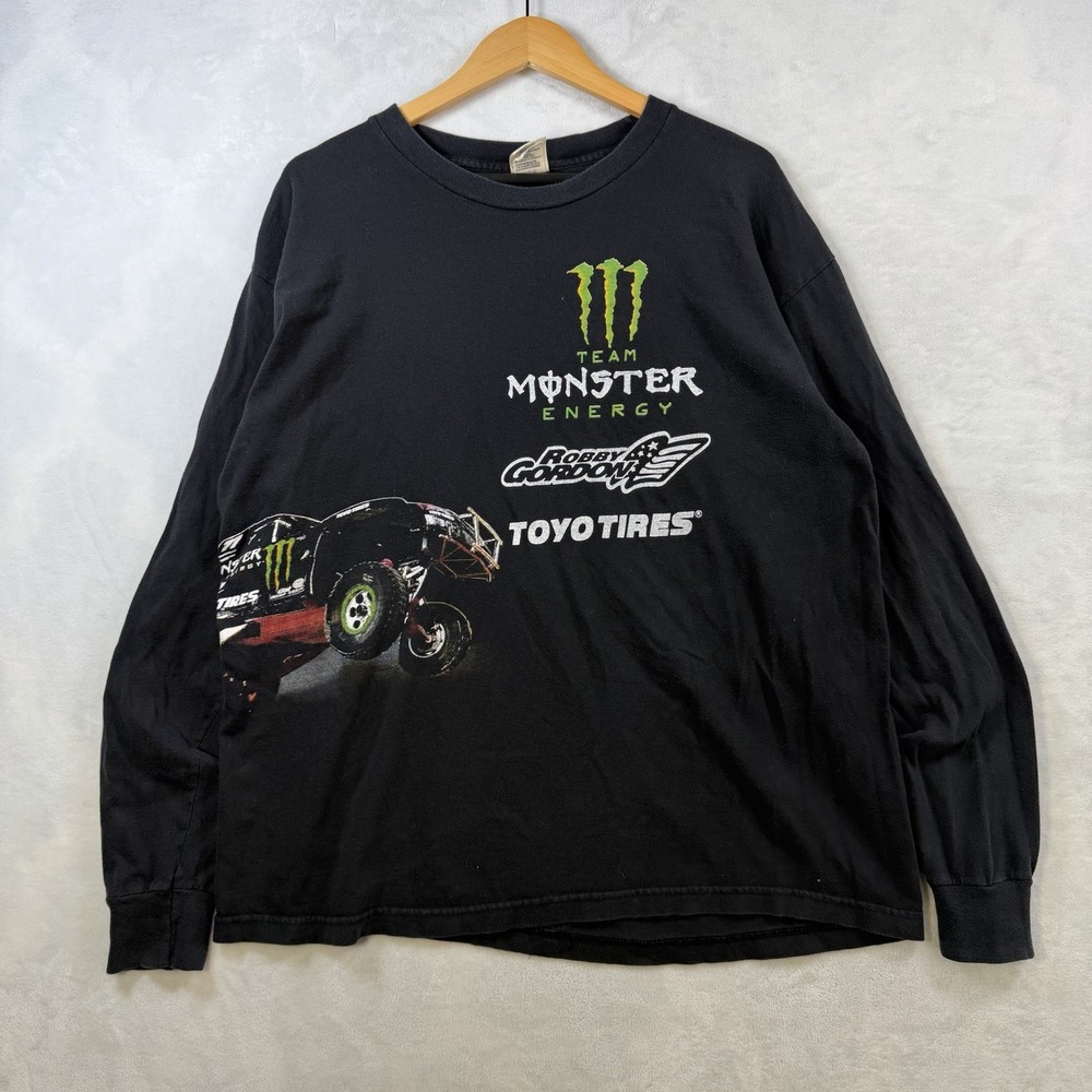 Vintage Monster Energy Robby Gordon Graphic Longsleeve Shirt Men's Size XL